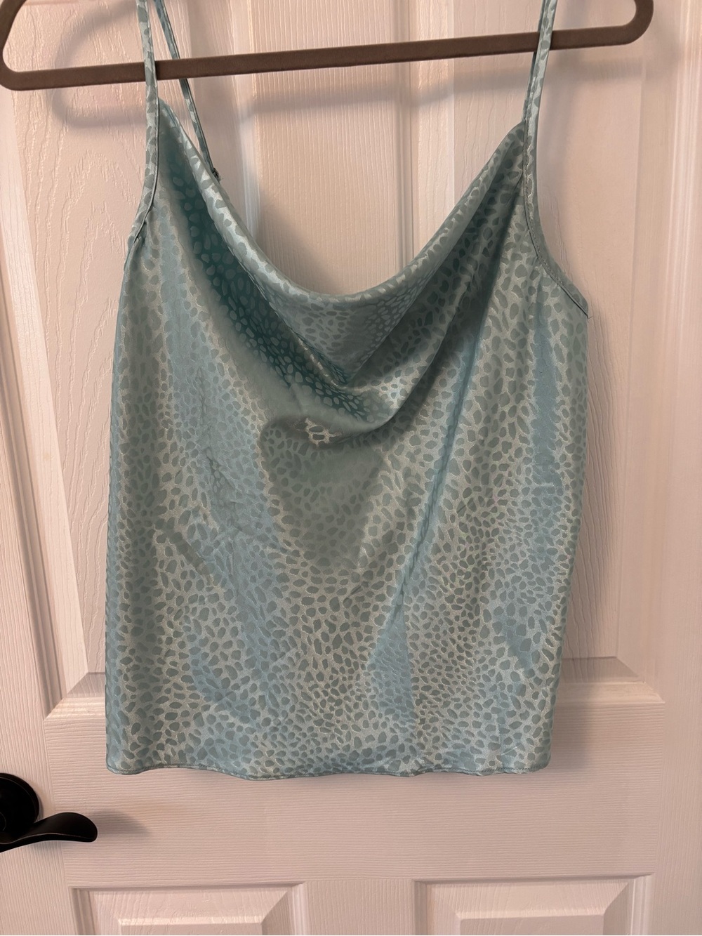NWT GIGIO Cowl Neck Satin Cami in Light Aqua